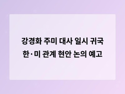 강경화 주미 대사 귀국 한·미 관계 전반 점검과 대응 방안 마련