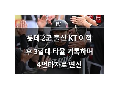 롯데 2군 출신 KT 이적 후 3할대 타율 기록하며 4번타자로 변신